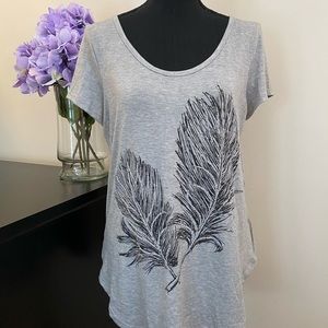 Women’s Maurices Gray Beaded Feather Tunic Tee